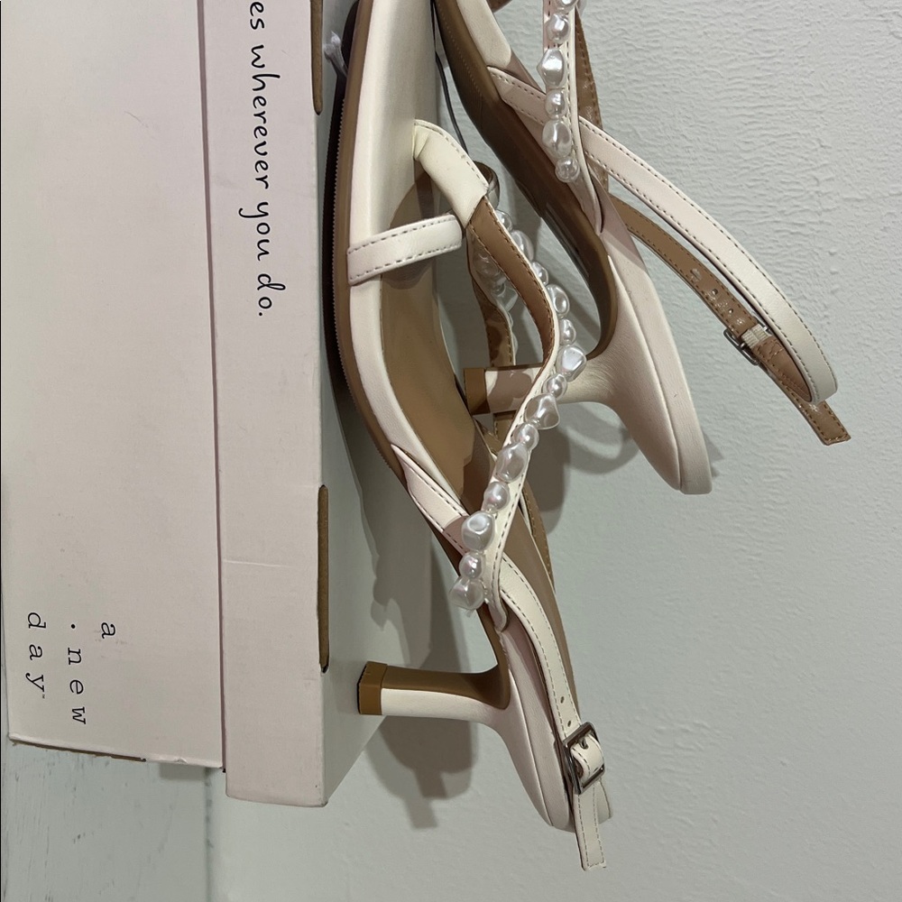 a new day Pearl-Embellished Ivory Slingback Sandals - Picture 3 of 3